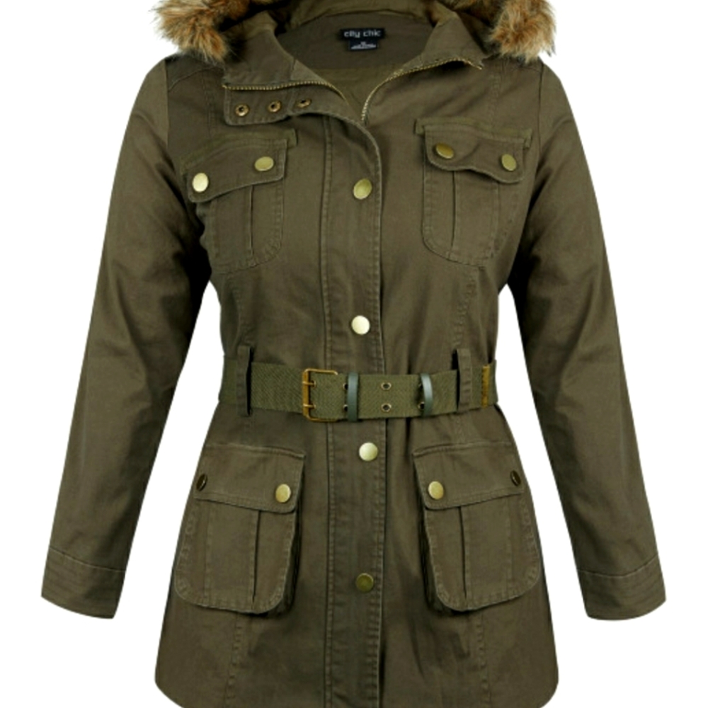 City Chic New Khaki Longline Utility Jacket plus size 18(M cc sizing)
